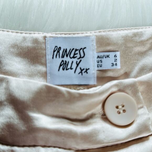 Princess Polly Champagne Satin Wide Leg Huxley Pants - Picture 4 of 8